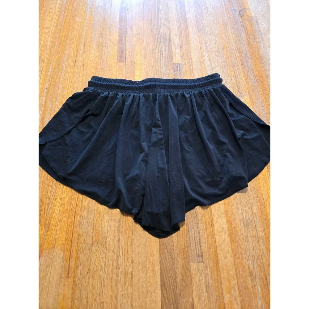 Justice Girls XL (16/18) Black Flutter Elastic Drawstring Active Sport Run Short